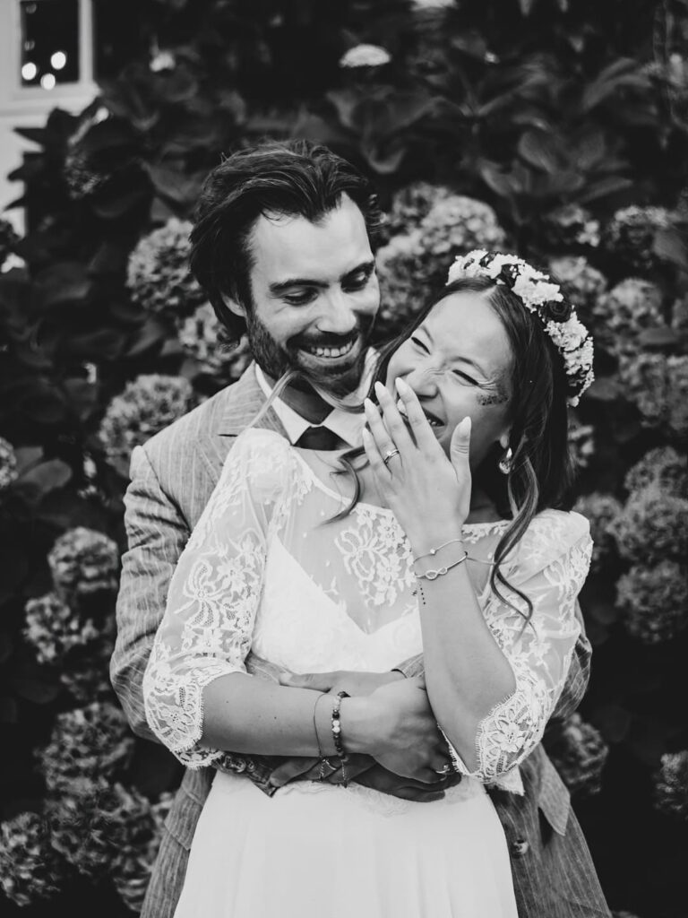 photo de mariage en noir et blanc à Rennes